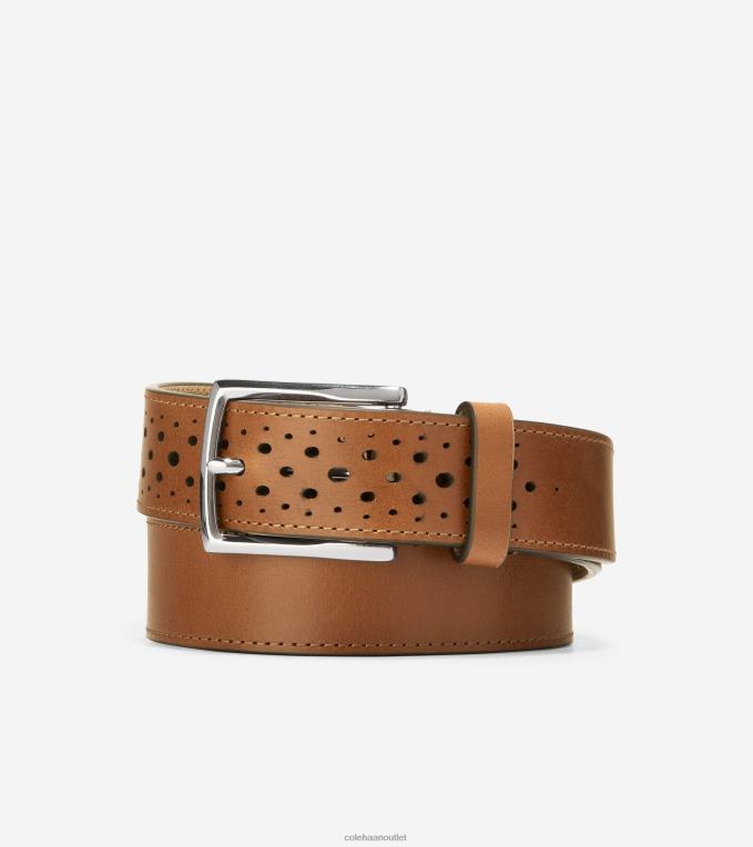 Men British Tan Cole Haan 32MM Washington Perforated Belt 2R0V2568