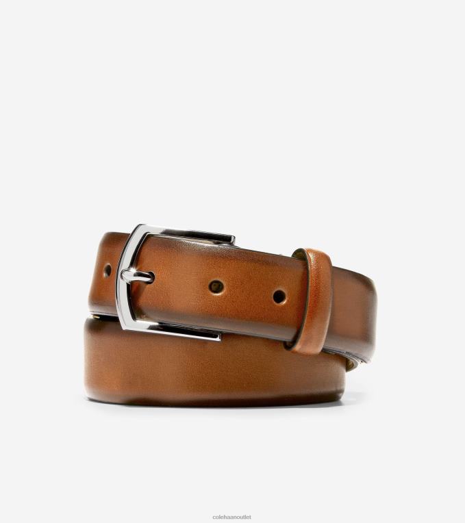 Men British Tan Cole Haan Lewis 32mm Burnished Leather Belt 2R0V2565