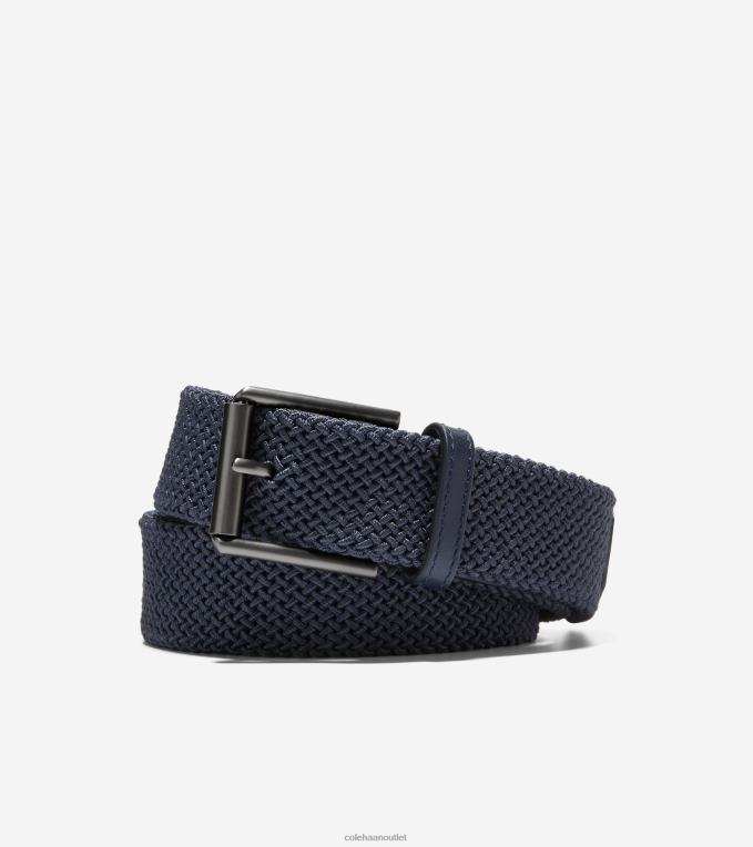 Men Navy Cole Haan 35MM Tubular Stretch Cord Belt 2R0V2570