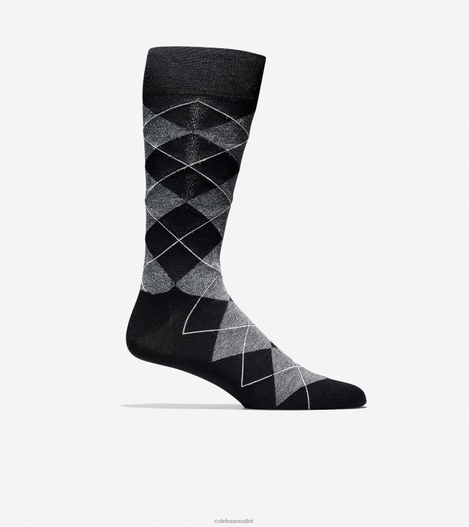 Men Black Cole Haan Classic Argyle Crew Socks 2R0V2599
