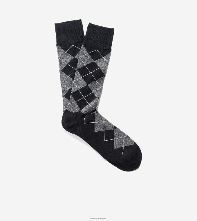 Men Black Cole Haan Classic Argyle Crew Socks 2R0V2599