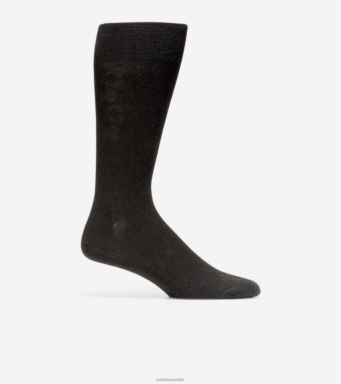 Men Black Cole Haan Tonal Argyle Crew Socks 2R0V2607