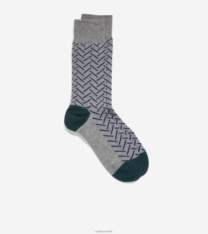 Men Grey Heather Cole Haan Herringbone Dress Crew Socks 2R0V2593