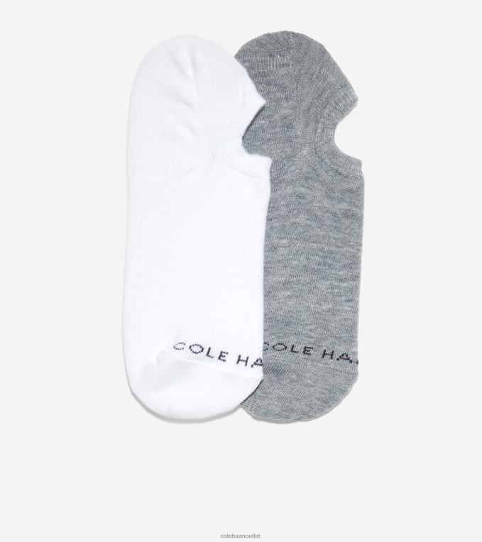 Men Grey Rain-White Cole Haan 2-Pair Liner Socks 2R0V2606