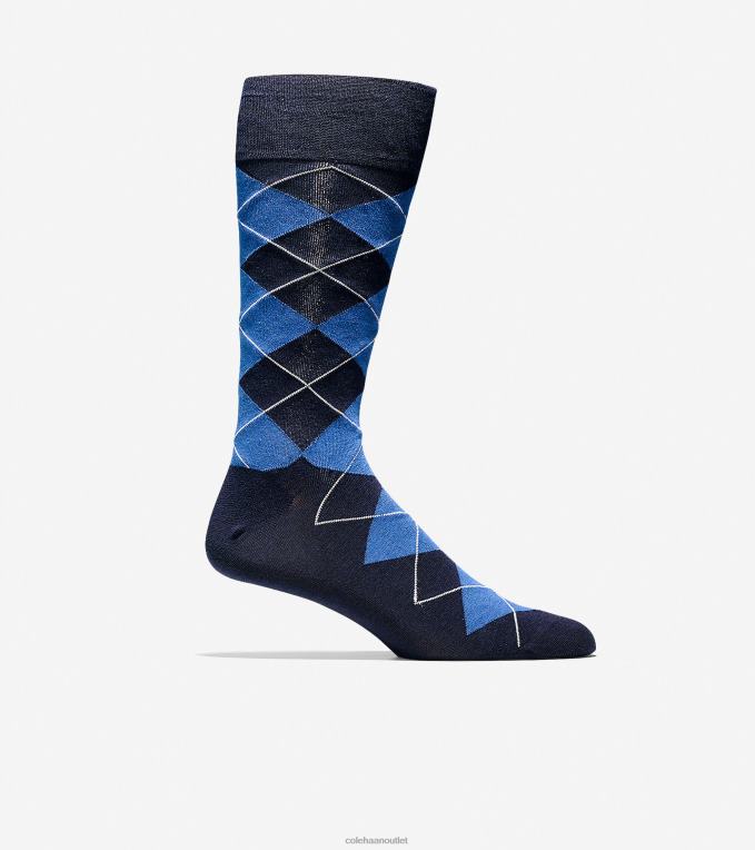 Men Navy Cole Haan Classic Argyle Crew Socks 2R0V2600