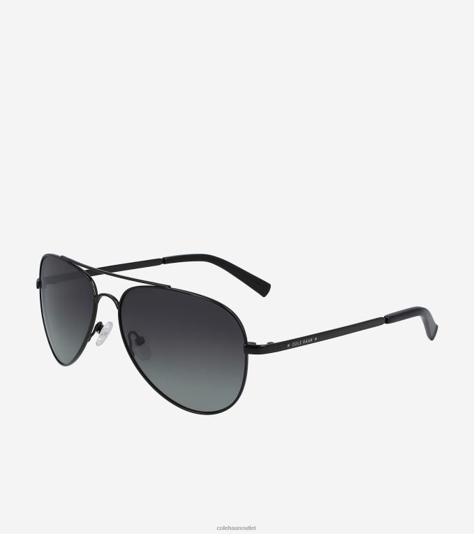 Men Black Cole Haan Metal Aviator Sunglasses 2R0V2586