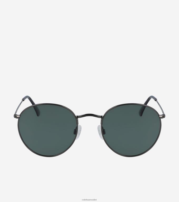 Men Gunmetal-Smoke Cole Haan Classic Metal Round Sunglasses 2R0V2585