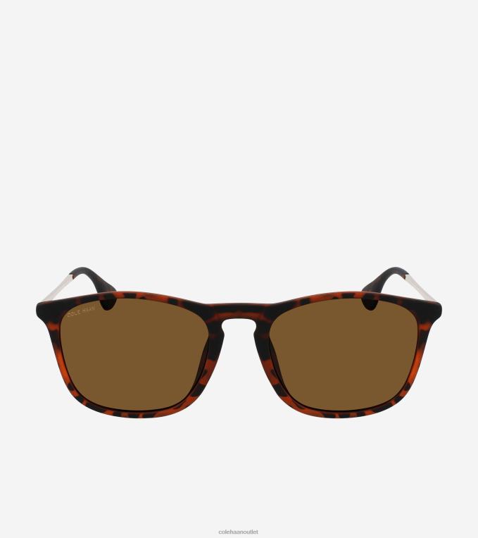 Men Tortoise Print Cole Haan Retro Square Sunglasses 2R0V2583