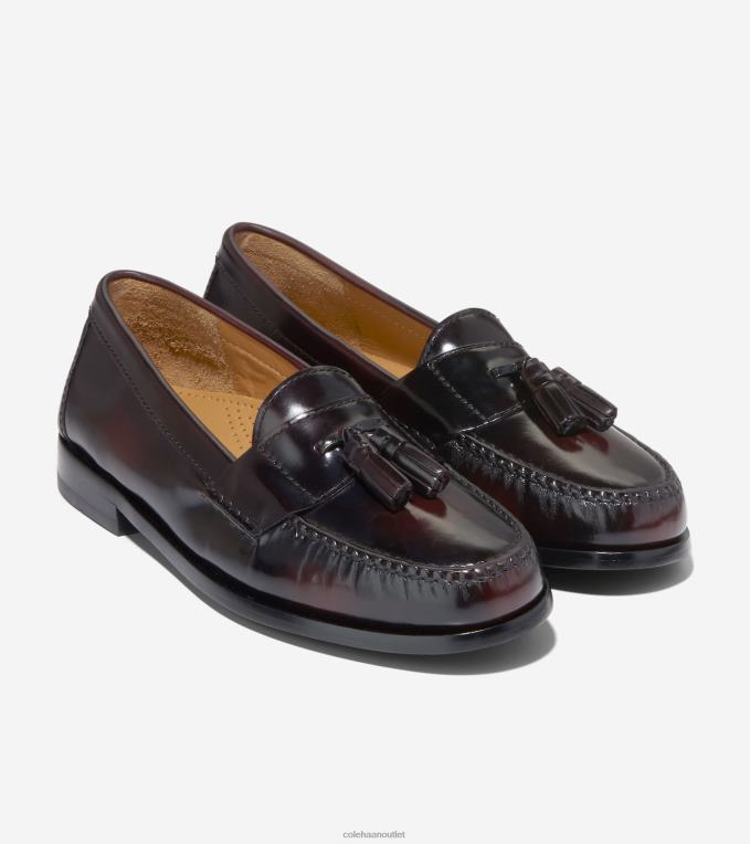 Men Burgundy Cole Haan Pinch Tassel Loafer 2R0V2477