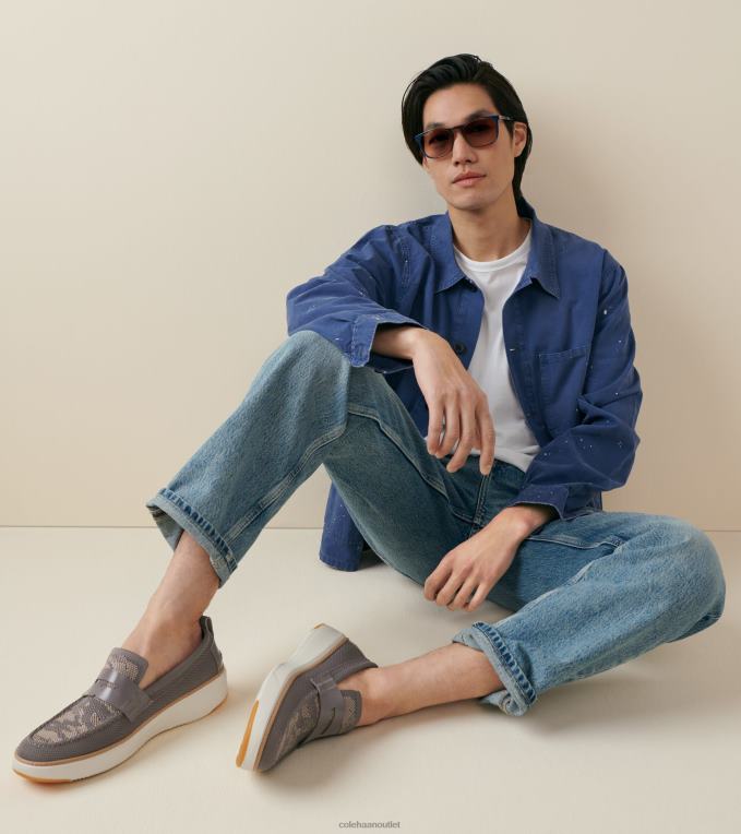 Men Eiffel Tower Camo-Ivory Stitchlite Cole Haan GrandPrO Topspin Penny Loafer 2R0V2319