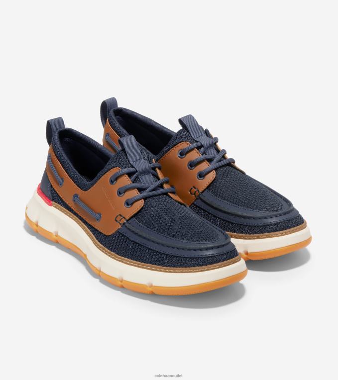 Men Navy Blazer-British Tan-Ivory Cole Haan 4.ZEROGRAND Regatta Boat Shoe 2R0V2257