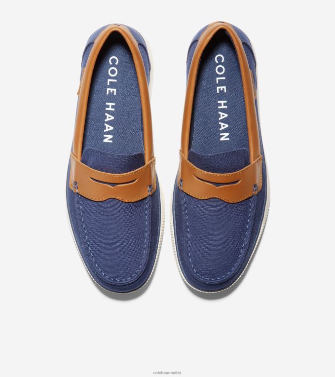 Men Navy Textile-Tan Cole Haan Nantucket Penny Loafer 2R0V2352