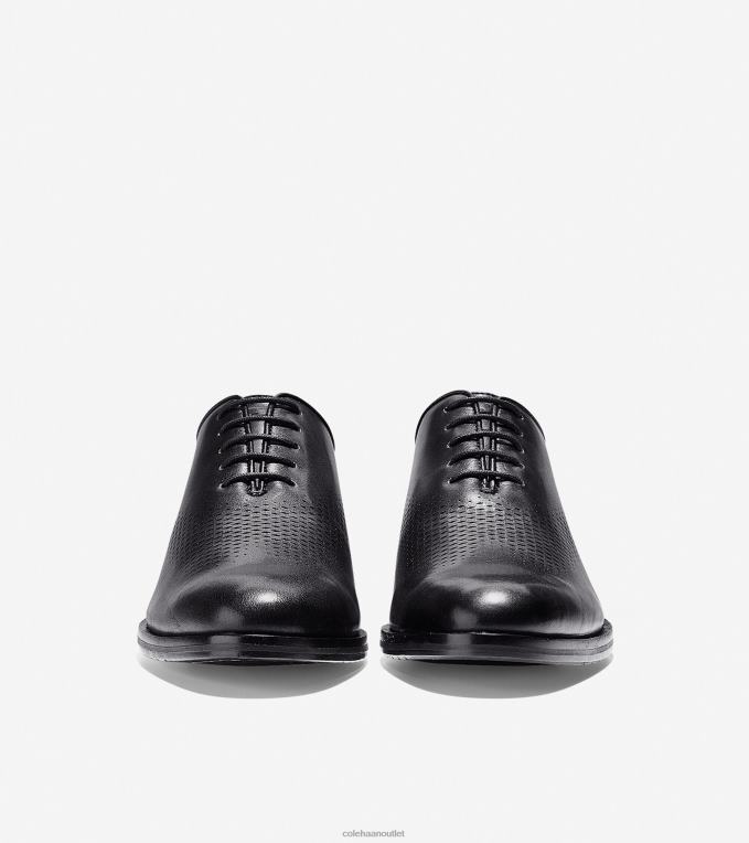 Men Black Leather Cole Haan Washington Grand Laser Wingtip Oxford 2R0V2419