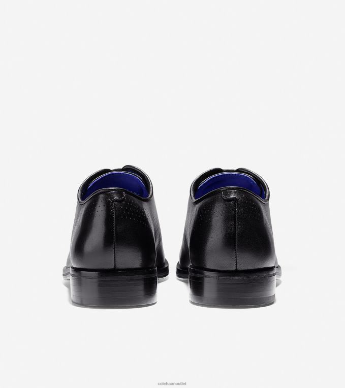 Men Black Leather Cole Haan Washington Grand Laser Wingtip Oxford 2R0V2419