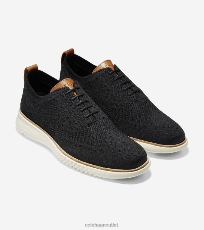 Men Black Stitchlite-Ivory Cole Haan 2.ZEROGRAND Wingtip Oxford 2R0V2275