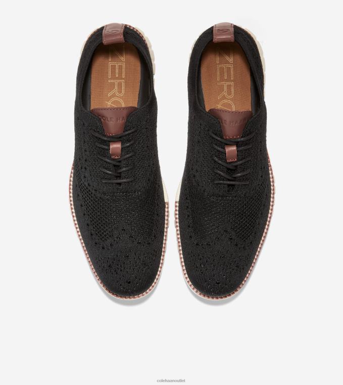 Men Black Stitchlite-Ivory Cole Haan ZEROGRAND Wingtip Oxford 2R0V2429