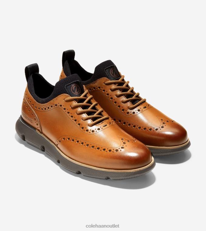 Men British Tan-Java Cole Haan 4.ZEROGRAND Wingtip Oxford 2R0V2371