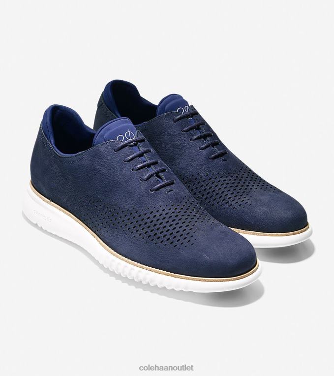 Men Marine Blue Nubuck Cole Haan 2.ZEROGRAND Laser Wingtip Oxford 2R0V2271
