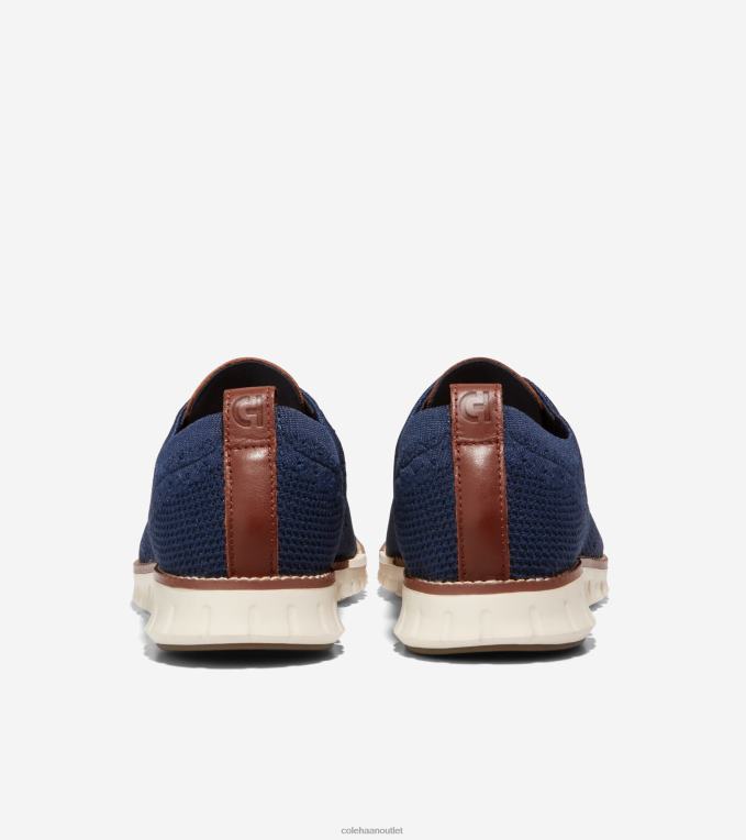 Men Marine Blue Stitchlite-Ivory Cole Haan ZEROGRAND Wingtip Oxford 2R0V2428