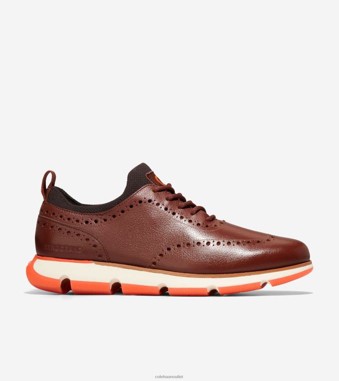 Men Woodbury-Chocolate-Scarlet Orange Cole Haan 4.ZEROGRAND Wingtip Oxford 2R0V2370
