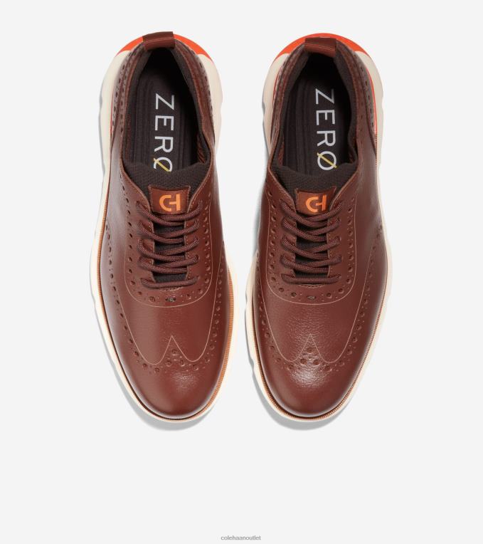 Men Woodbury-Chocolate-Scarlet Orange Cole Haan 4.ZEROGRAND Wingtip Oxford 2R0V2370
