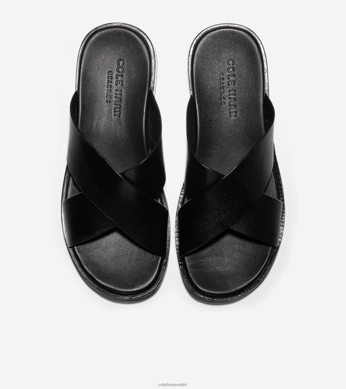 Men Black Smooth Cole Haan Goldwyn 2.0 CrissCross Sandal 2R0V2341