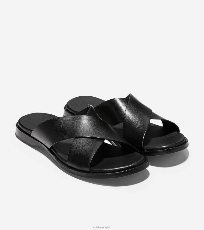Men Black Smooth Cole Haan Goldwyn 2.0 CrissCross Sandal 2R0V2341