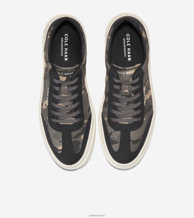Men Black-Dark Pavement Camo Cole Haan GrandPrO Rally Canvas T-Toe Sneaker 2R0V2347