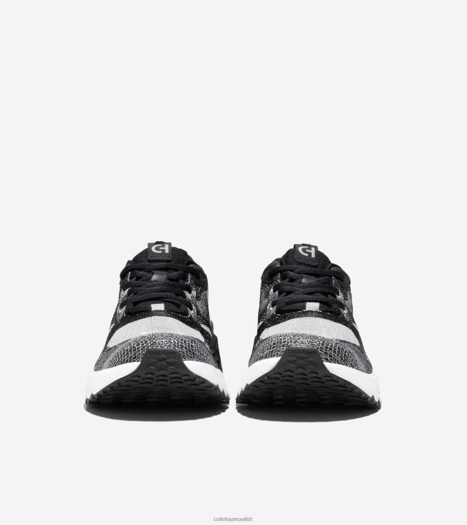 Men Black-Gray Pinstripe-Optic White Cole Haan 5.ZEROGRAND Embrostitch Running Shoe 2R0V2462