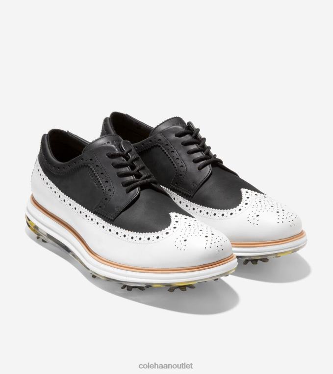Men Black-Optic White Cole Haan OriginalGrand Tour Golf Shoe 2R0V2484