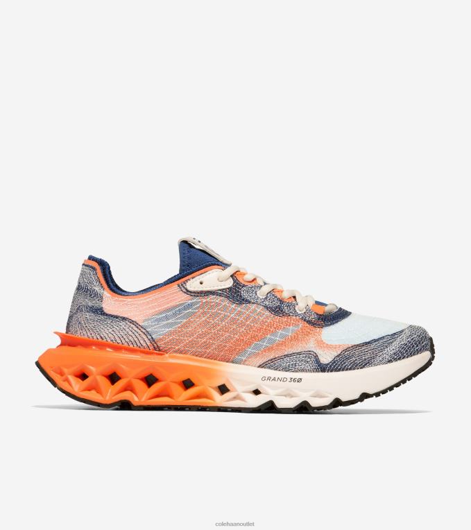 Men Ensign Blue-Nectarine-Ivory Cole Haan 5.ZEROGRAND Embrostitch Running Shoe 2R0V2460