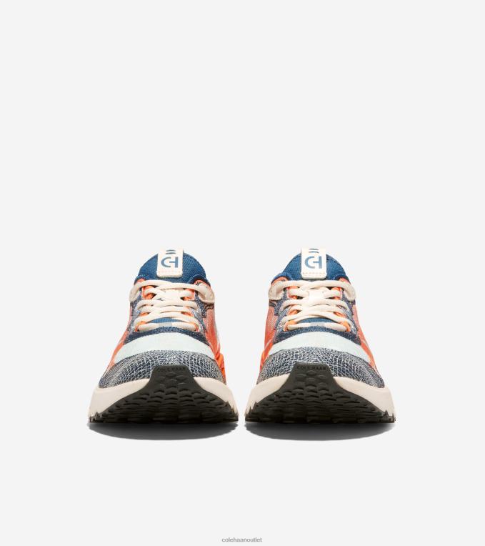 Men Ensign Blue-Nectarine-Ivory Cole Haan 5.ZEROGRAND Embrostitch Running Shoe 2R0V2460