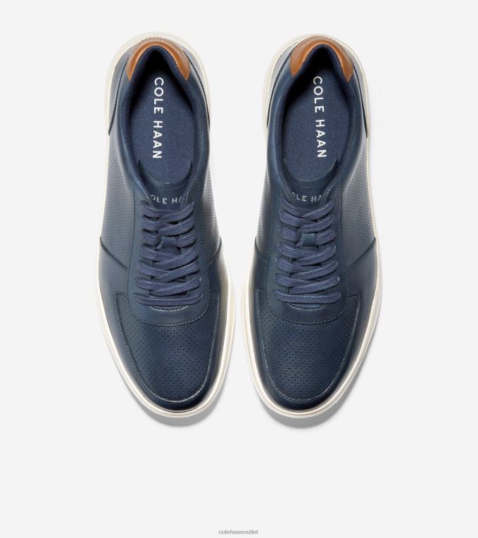 Men Peacoat Perforated-British Tan Cole Haan Grand Crosscourt Modern Tennis Sneaker 2R0V2346