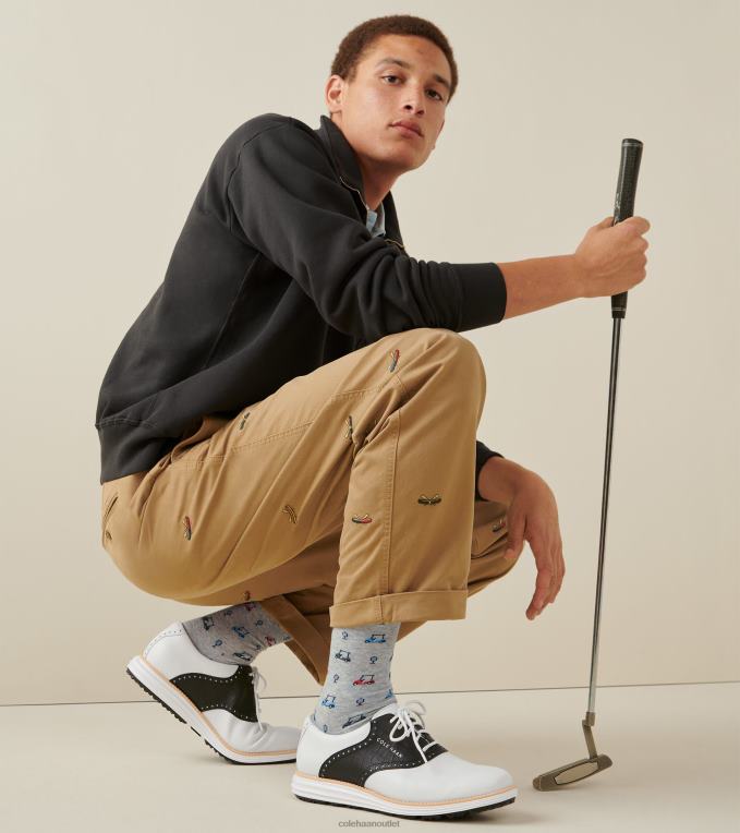 Men White-Black Croc Print Cole Haan OriginalGrand Saddle Golf Shoe 2R0V2470