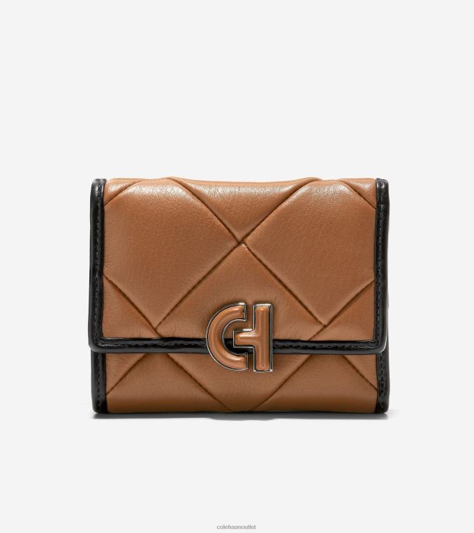 Women Caramel-Black Cole Haan Bryant Trifold Wallet 2R0V2498