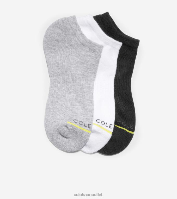 Women Black-White-Grey Cole Haan ZEROGRAND 3-Pair Liner Socks 2R0V2515