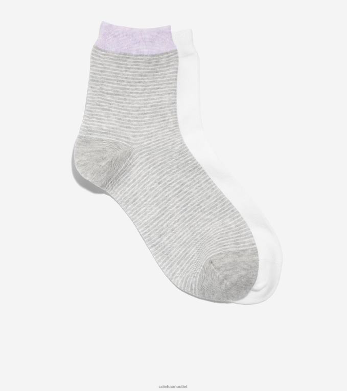 Women Grey Cole Haan 2-Pair Short Stripe Crew Socks 2R0V2526
