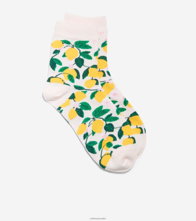 Women Light Pink Cole Haan Lemon Print Short Crew Sock 2R0V2525