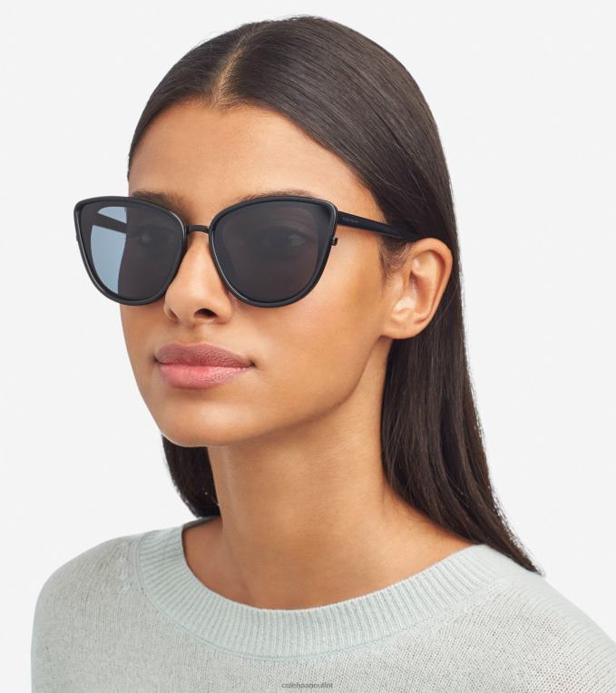 Women Black Cole Haan Oversized Cateye Sunglasses 2R0V2531