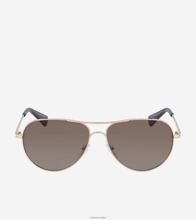 Women Gold Cole Haan Classic Aviator Sunglasses 2R0V2528