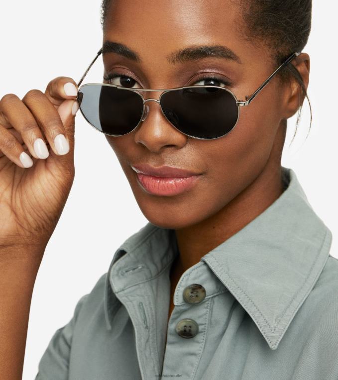 Women Silver Cole Haan Classic Aviator Sunglasses 2R0V2529