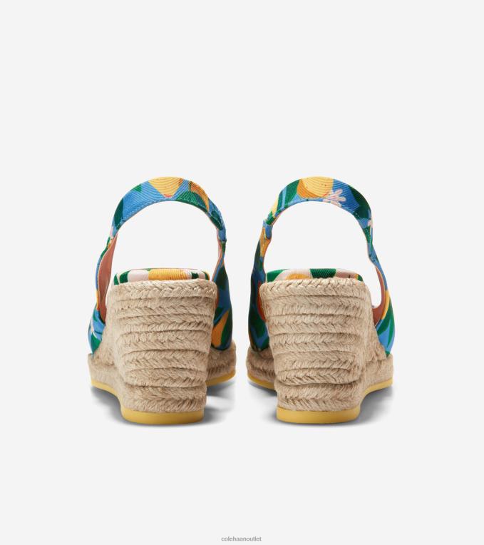 Women Azure Blue-Lemon Cole Haan Cloudfeel Espadrille Wedge Slingback 2R0V232