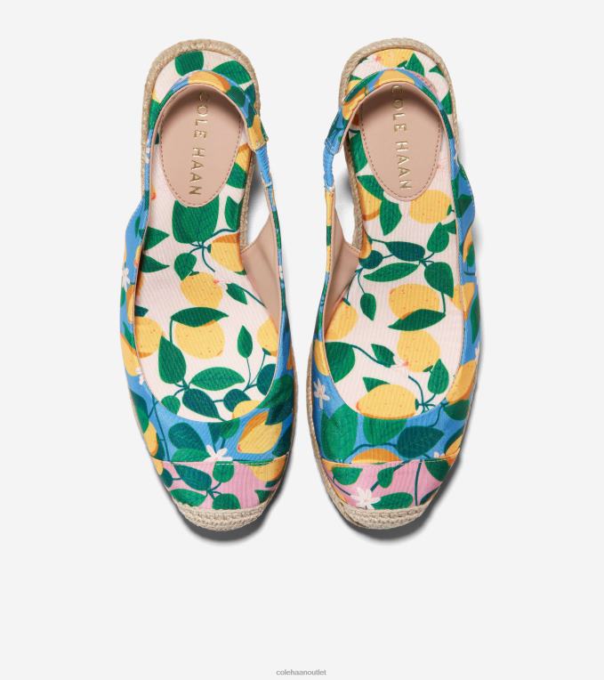 Women Azure Blue-Lemon Cole Haan Cloudfeel Espadrille Wedge Slingback 2R0V232