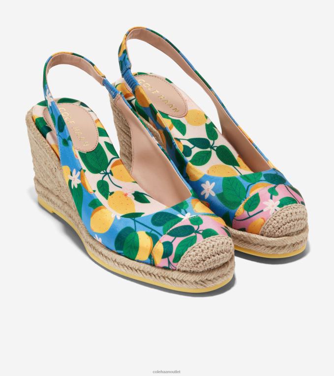 Women Azure Blue-Lemon Cole Haan Cloudfeel Espadrille Wedge Slingback 2R0V232