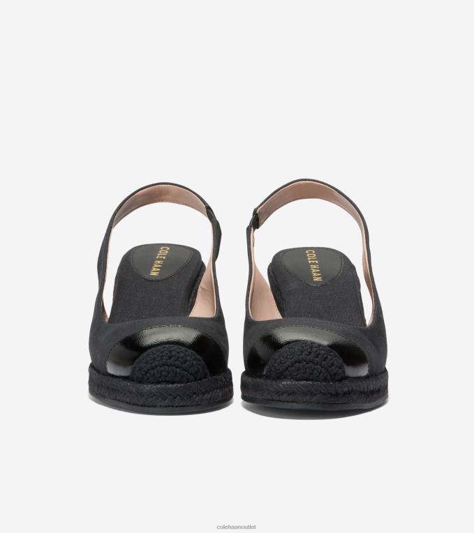 Women Black Cole Haan Cloudfeel Espadrille Wedge Slingback 2R0V234