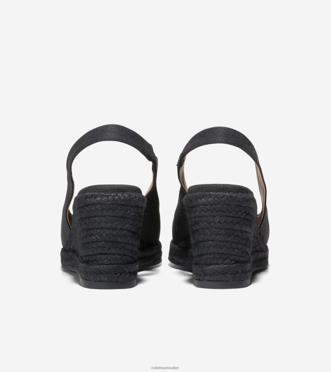 Women Black Cole Haan Cloudfeel Espadrille Wedge Slingback 2R0V234