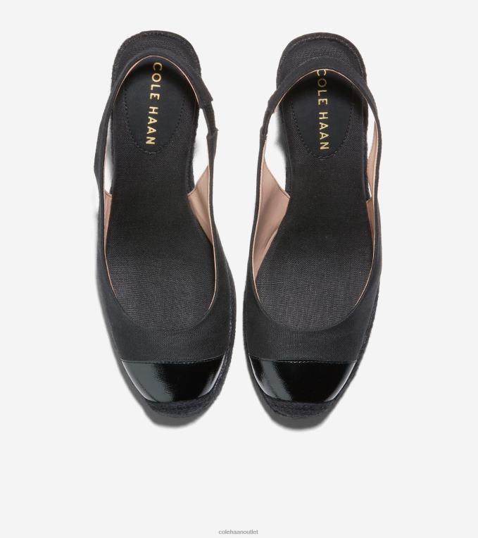 Women Black Cole Haan Cloudfeel Espadrille Wedge Slingback 2R0V234