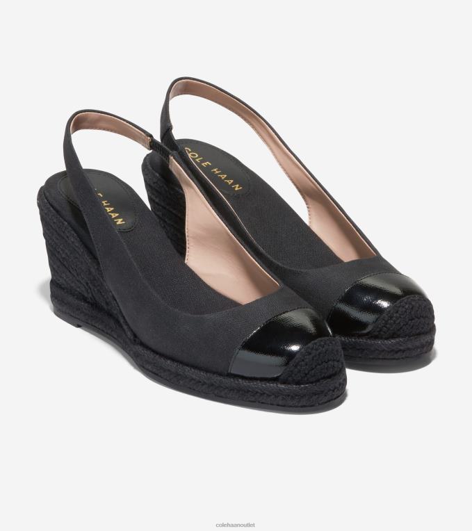 Women Black Cole Haan Cloudfeel Espadrille Wedge Slingback 2R0V234