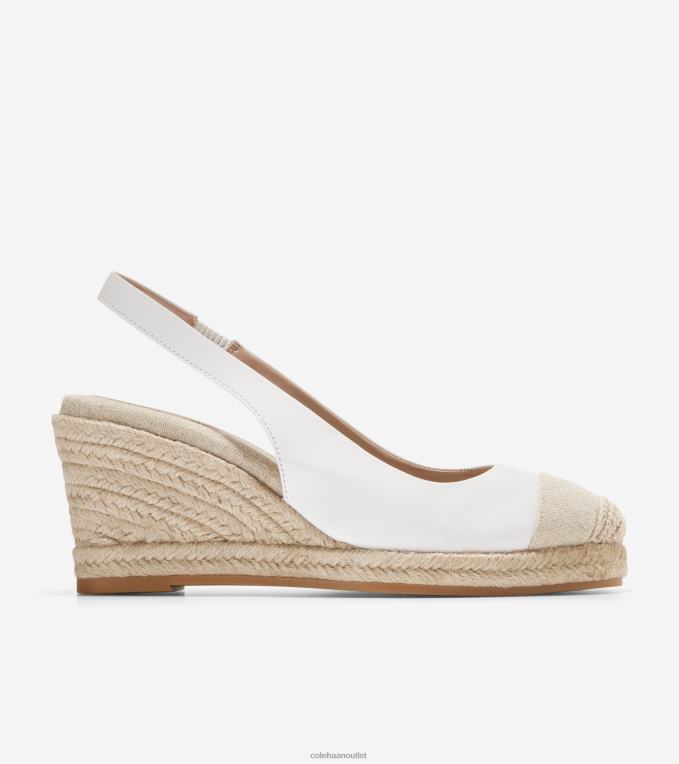 Women White Natural Cole Haan Cloudfeel Espadrille Wedge Slingback 2R0V233