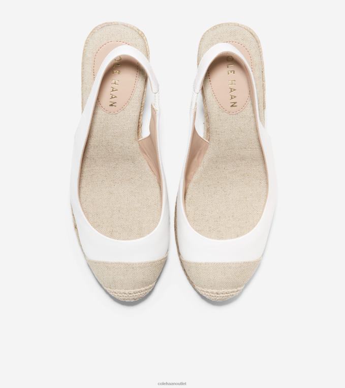 Women White Natural Cole Haan Cloudfeel Espadrille Wedge Slingback 2R0V233